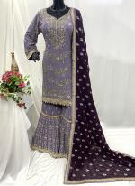 Georgette Blue Wedding Wear Hand Work Readymade Sharara Suit